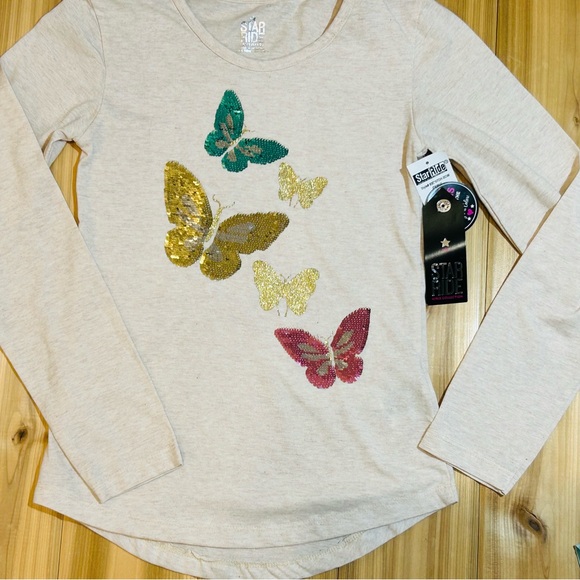 NEW Set of 2 Long Sleeve Shirts size 10/12 Medium Butterflies & Holiday Flamingo - Picture 7 of 16